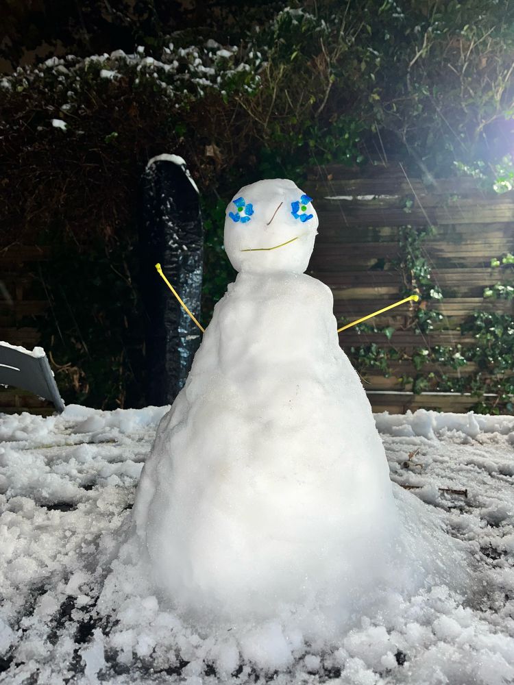 Un splendide bonhomme de neige jovial 