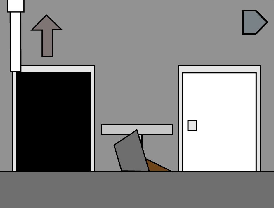 Hallway leading to the bathroom, but during the nightmare sequence. Other door is wide open, and the attic is unlocked. The yellow flower is gone.