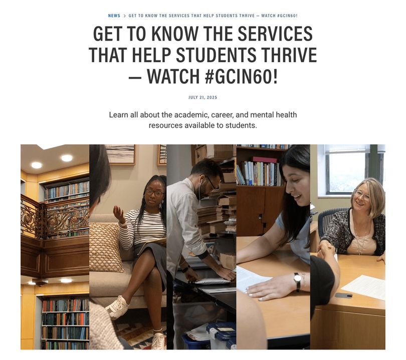 Screenshot of "Get to Know the Services That Help Students Thrive" website.