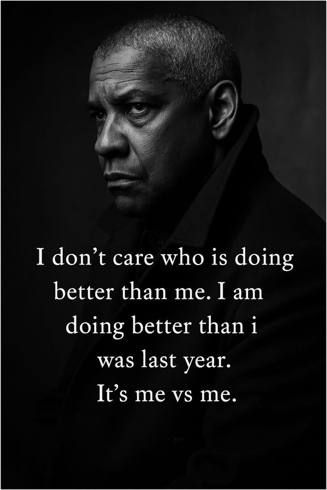 “I don't care who is doing better than me. I am doing better than i(sic) was last year.
It's me vs me.”