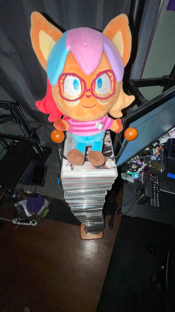 A picture of Lil Mel on her throne of cds