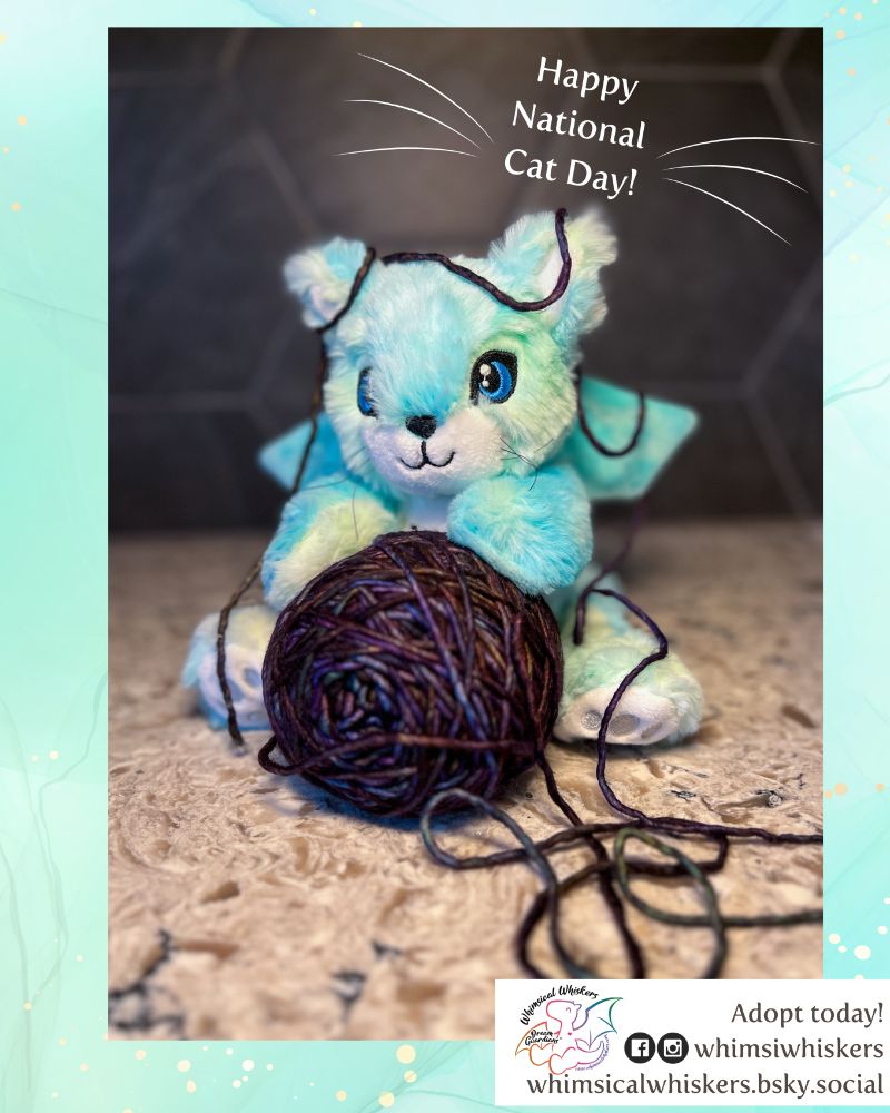 Happy National Cat day! Skye the Dragon Kitty thinks its the puuurfect holiday....don't you agree?
.
.
.
.
#nationalcatday #plushtoy #cat #catplushies #whimsiwhiskers #dreamguardians #mydreamguardians #hugadragon