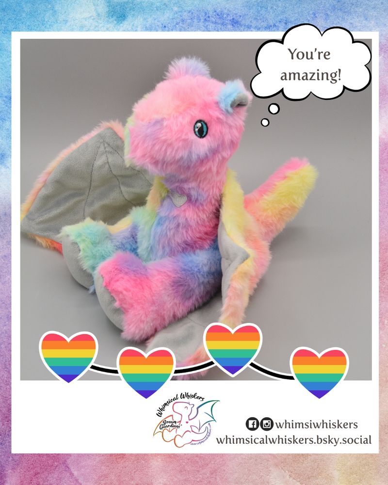Happy National Coming Out Day! You're loved and supported no matter what! 
.
.
.
#dragonreminder #dreamguardians #whimsiwhiskers #love #plushies #dragonplushies 