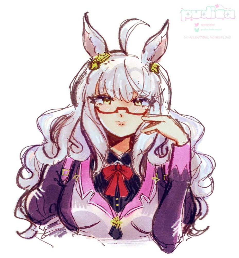 bust-up colored sketch artwork of biwa hayahide from uma musume pretty derby.