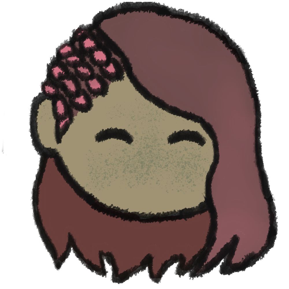 an emote of my beloved friend's wol eyri, with her hair braided and freckles all over her face