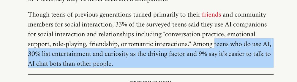 Among teens who do use AI, 30% list entertainment and curiosity as the driving factor and 9% say it’s easier to talk to AI chat bots than other people.