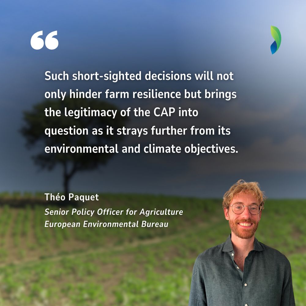 Such short-sighted decisions will not only hinder farm resilience but brings the legitimacy of the CAP into question as it strays further from its environmental and climate objectives - Théo Paquet, Senior Policy Officer for Agriculture