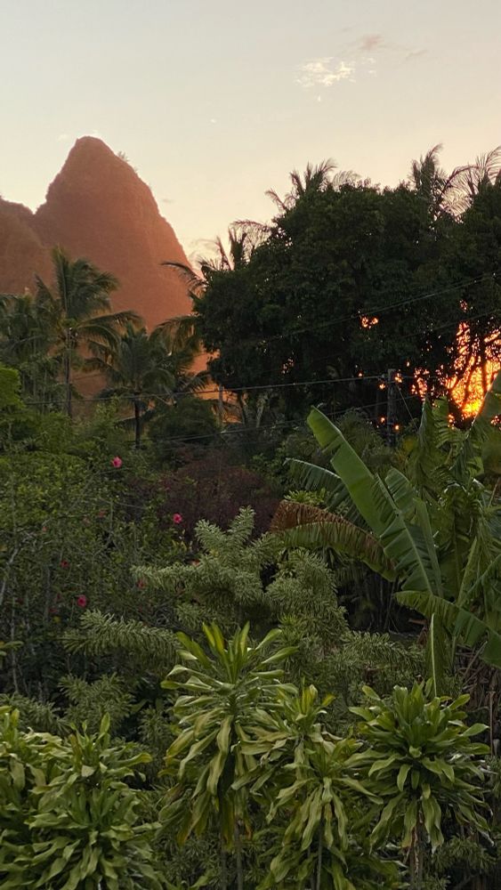 Buddha mountain, Hāena, Kauai HI at sunset.