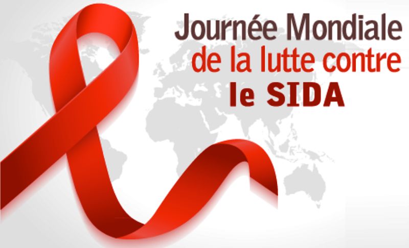 Journée Mondiale de la lutte contre le SIDA avec ruban rouge.