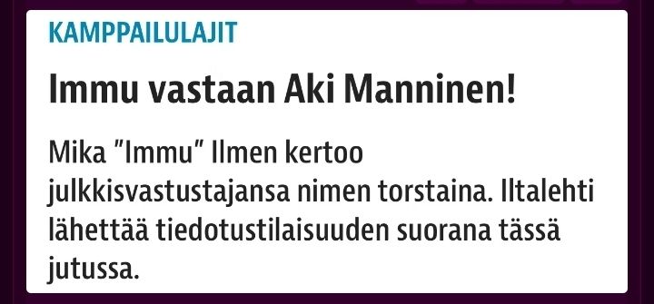 Immu vastaan Aki Manninen 