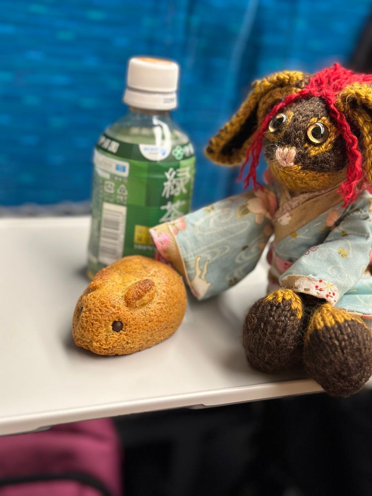 Bunny baked good next to Fiddle plush