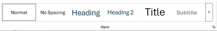 A screenshot of the Styles gallery in MS Word's Home ribbon