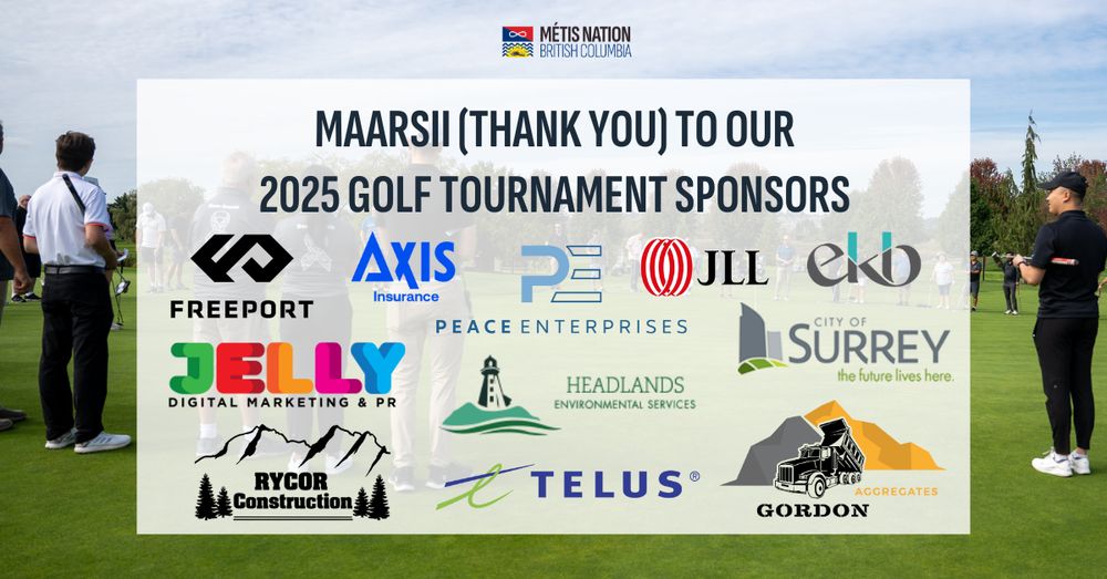 Corporate logos overtop an image of people on a golf course. The text reads: maarsii (thank you) to our 2025 golf tournament sponsors.