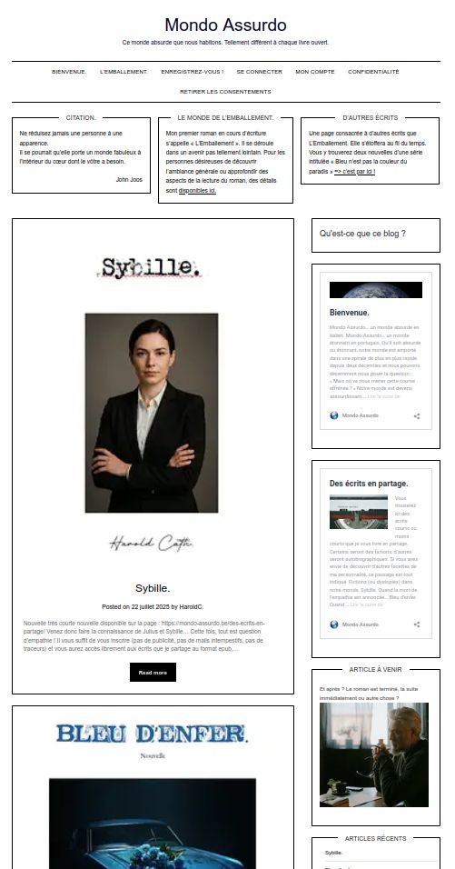 Copie d'écran du blog.