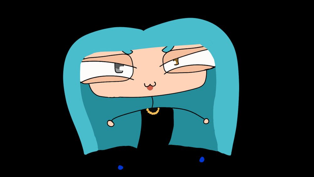 A blue haired stylised Gremlin