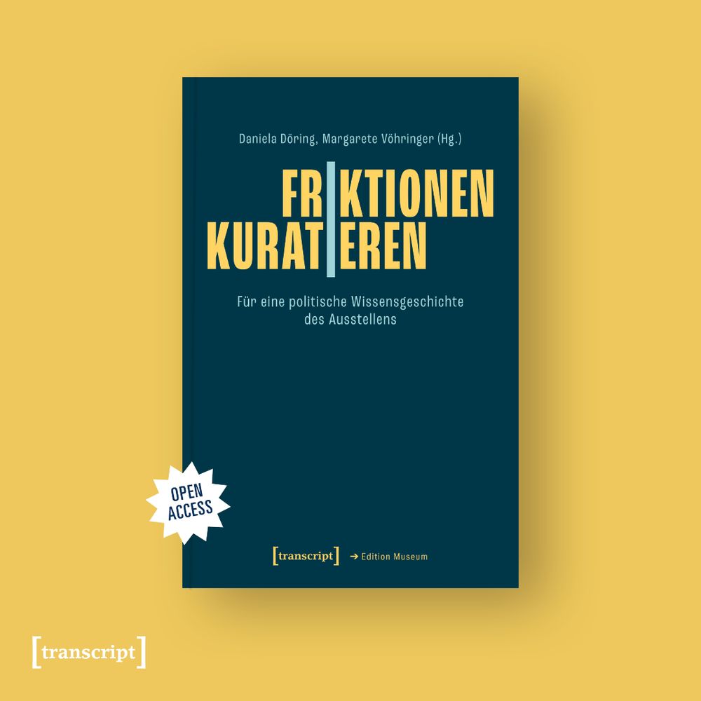 Das Buch-Cover von »Friktionen kuratieren« auf gelbem Hintergrund.
