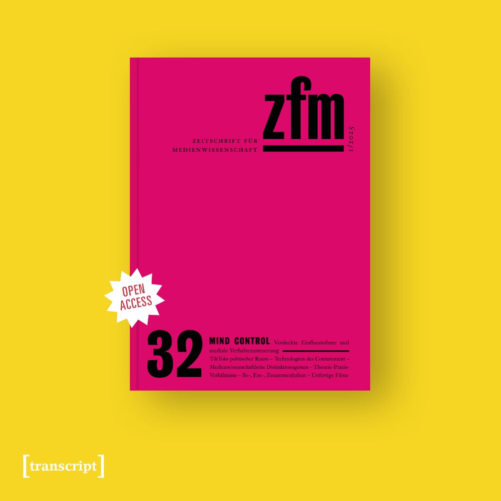 Das Buch-Cover von »Zeitschrift für Medienwissenschaft 32. Jg. 17, Heft 1/2025: Mind Control« auf gelbem Hintergrund.

