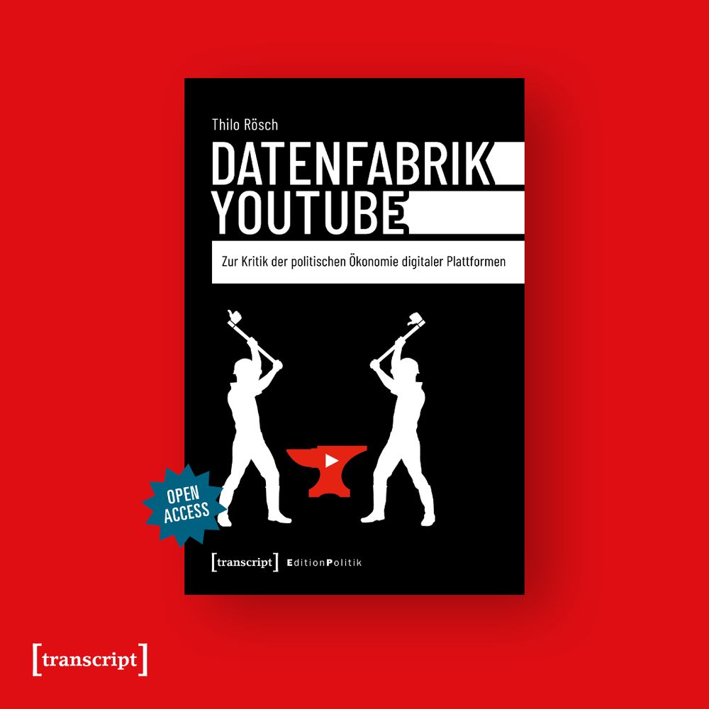 Das Buch-Cover von »Datenfabrik YouTube« auf rotem Hintergrund.
