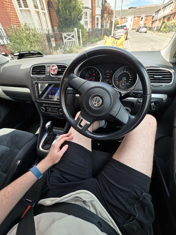 Me sitting in my car waiting to collect peeps
