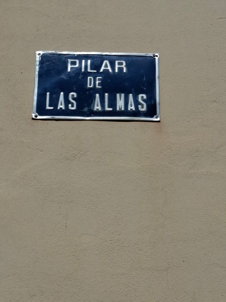 Placa con el nombre de la calle Pilar de las Almas.