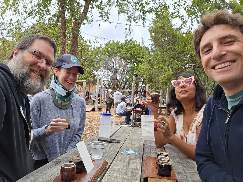 Don, Christina, Ruvani & Justin at Meanwhile Brewing with strong dark beer flights