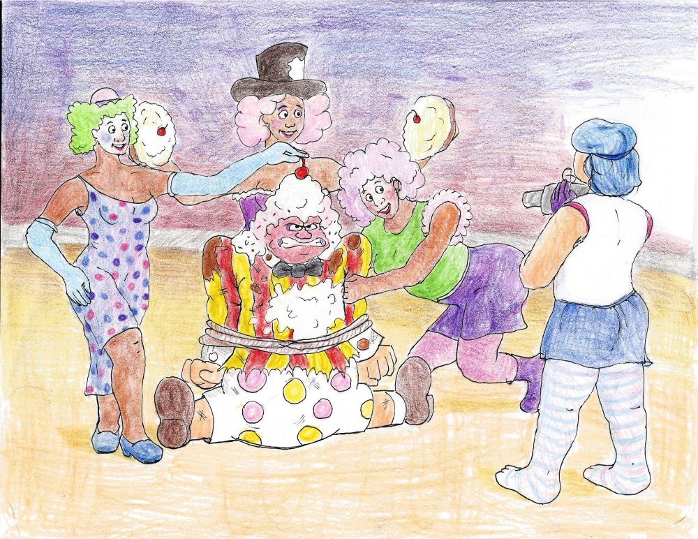 a crooked ringmaster humiliated by clowns