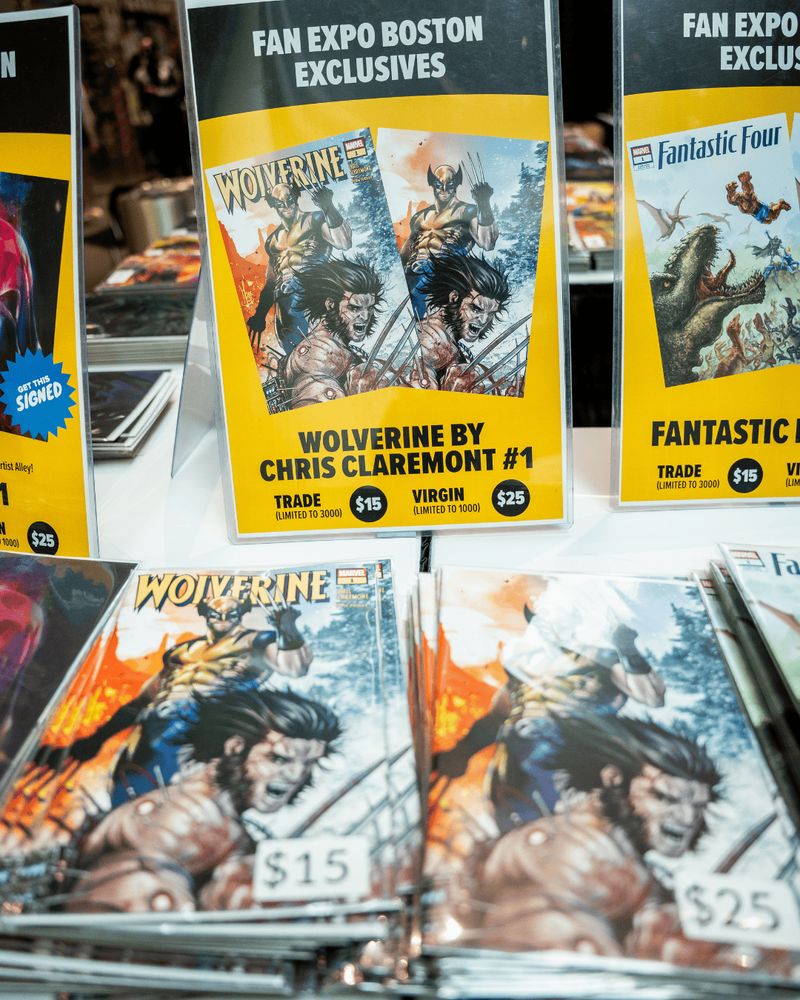 Image of Wolverine comic books at the FAN EXPO Merch booth