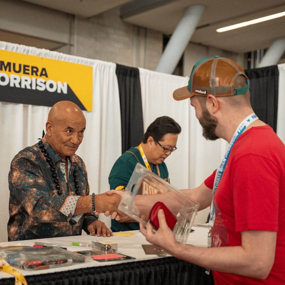 Image of fan meeting Temuera Morrison