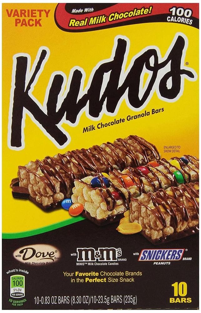 A box of kudos chocolate covered granola bars 