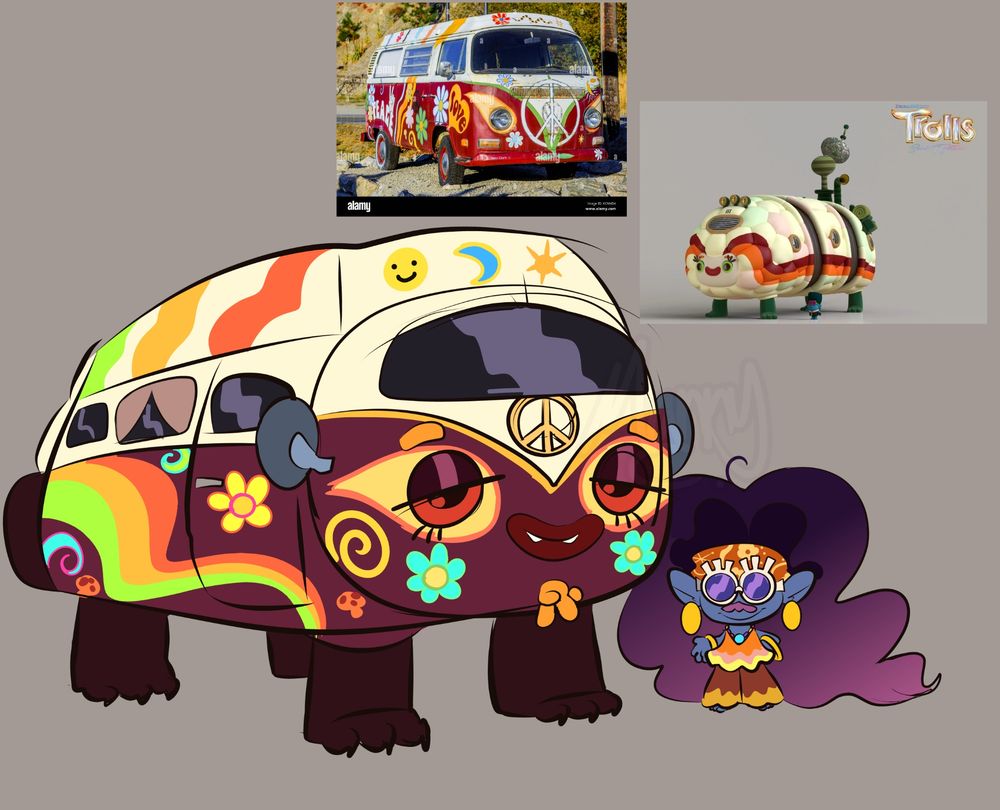 Reference art for my ocs Impala and her vehicle creature Buggaboo