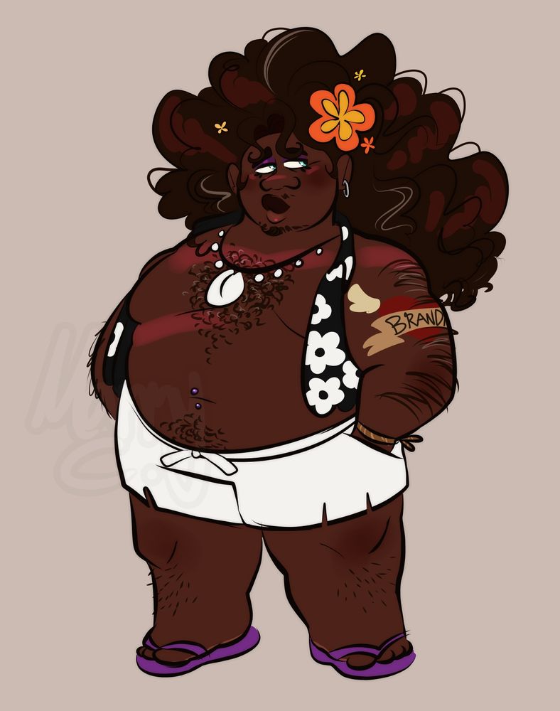 A full body drawing of human Bruce from Trolls