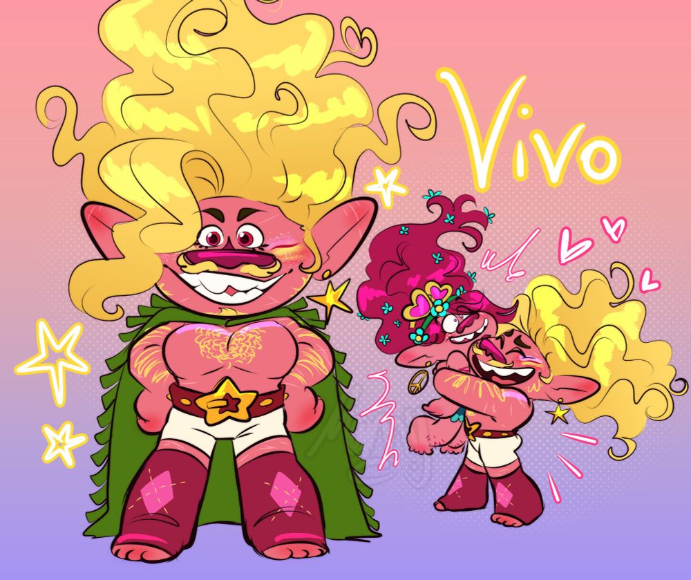 Viva depicted as masculine/transmasc, named Vivo