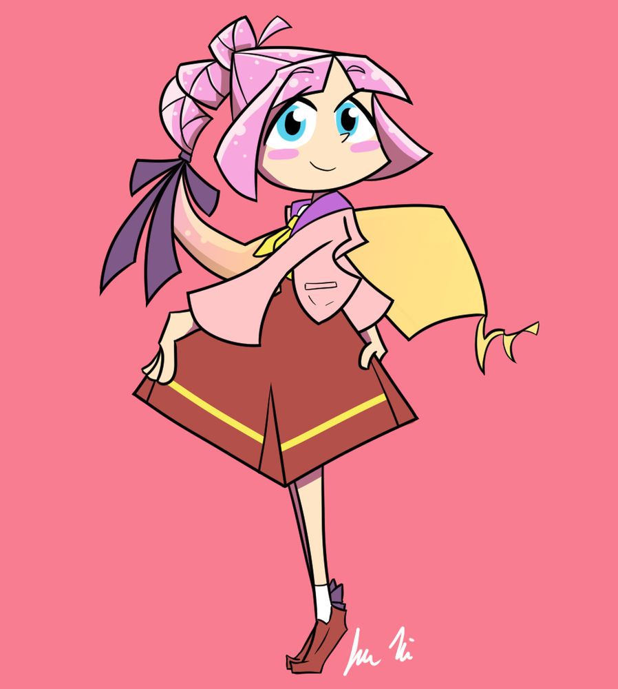 Stylized cartoon fan art of Hime Anyoji from Link! Like! Love Live! She is holding on to the skirt of her dress in a whimsical way.