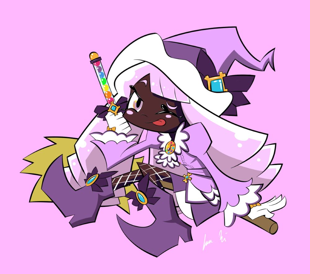 Fan art of Jacinthe from Pokemon Legends ZA dressed as an Ojamajo Doremi witch for some reason.