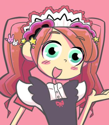 Stylized cartoon fan art of Saki Mizushima from Idolmaster SideM.