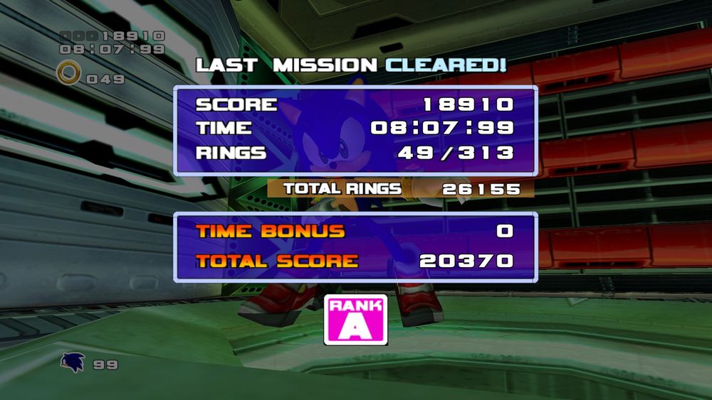 Screenshot showing the "Last mission cleared! Rank A" screen