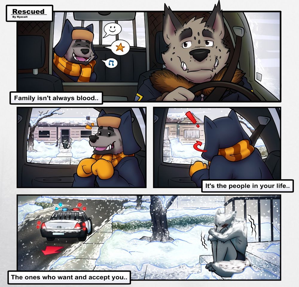 1: David is driving his son Dave home from school on a snowy day
2: Dave suddenly sees his friend Tyson sitting on the porch outside his house as they pass in the snow
3: The car stops and reverses as we see Tyson in only his underwear, cold and shivering