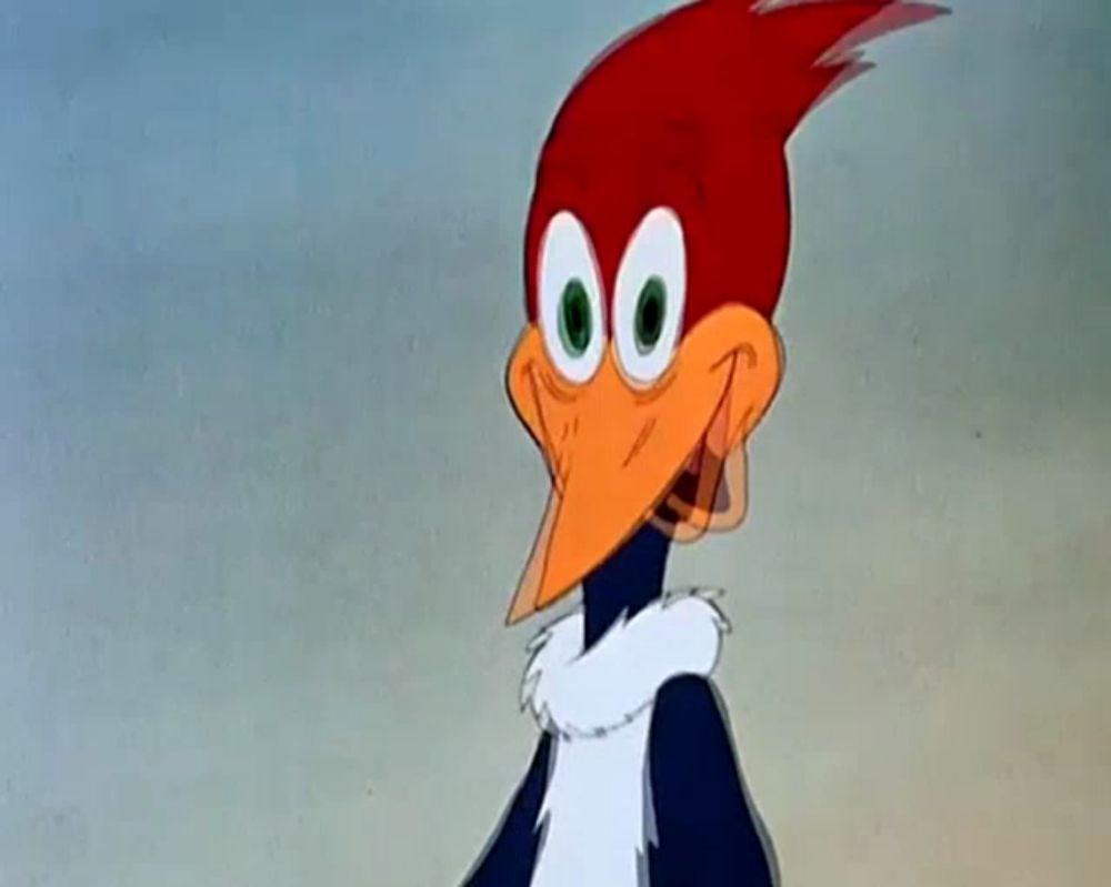 woody woodpecker is a cartoon character with a long orange beak