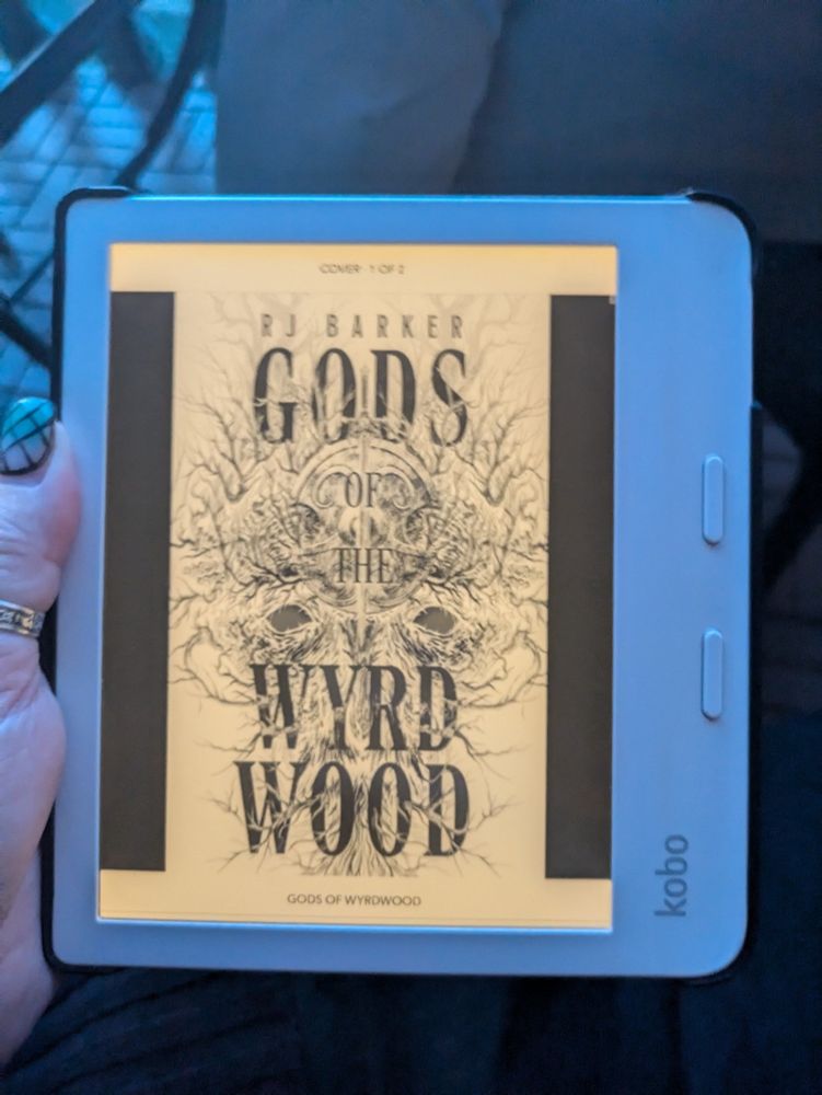 The cover page of Gods of the Wyrdwood by RJ Barker, on my Kobo