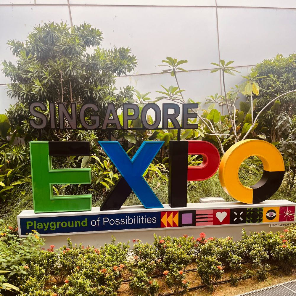 Singapore EXPO sign outside of the convention center where ICLR was held.