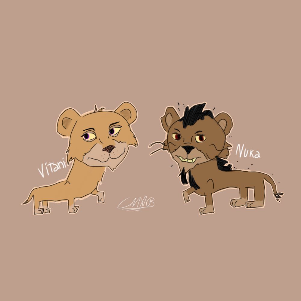 Chibi drawing of two lions