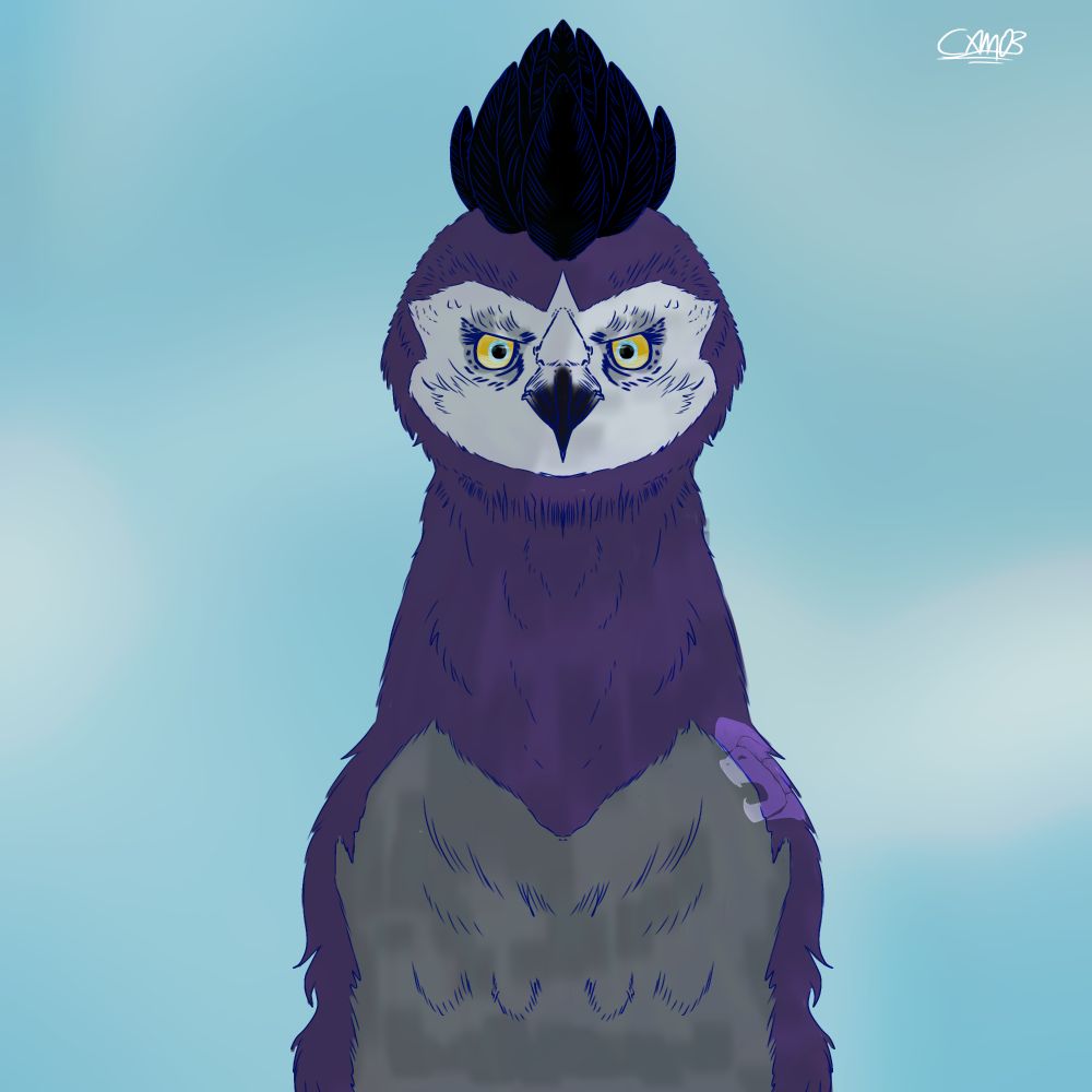 Drawing of a purple hawk