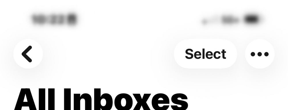 Screenshot of Apple’s mail app showing the bar at the top with the time, signal strength, and battery strength all slightly blurred. 