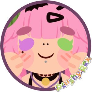 Digital art of a smiling cute chibi character with piercings and a pink, black, and green color palette. 