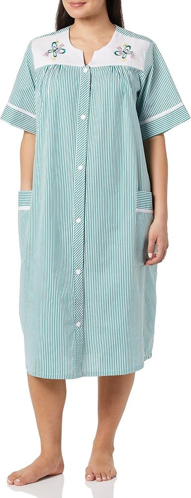 AmeriMark Ladies Calf-Size Snap Entrance Knit Duster Home Coat Gown – Free-Becoming Plush Bathrobe – Quick Sleeve Bathtub Gown