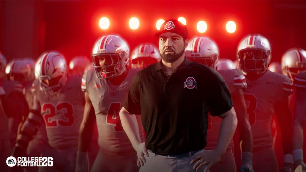 Ohio State coach Ryan Day's apparent avatar in EA Sports' College Football 26 video game.