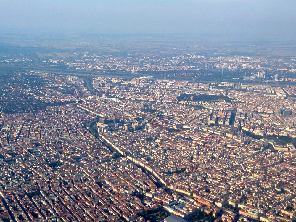 Overhead shot of Vienna showing many multistory apartment buildings as far as the eye can see