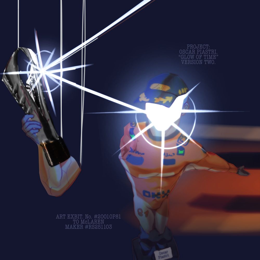 Same statue but a holographic McLaren race suit is on his body. 