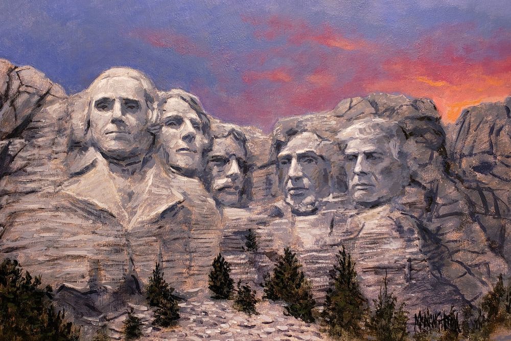 A picture of Donald Trump added to Mt. Rushmore.