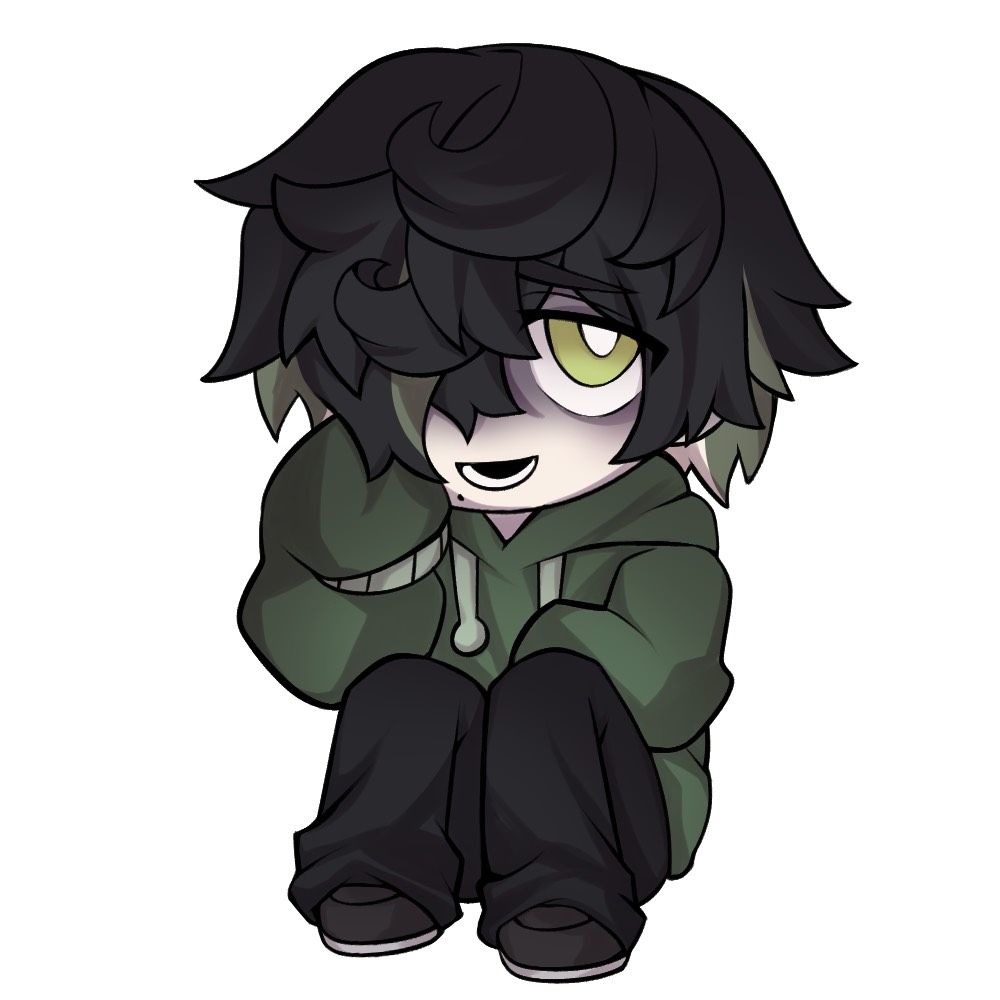Fully shaded full-body chibi art of my oc, Sai. Cakeverse OC.